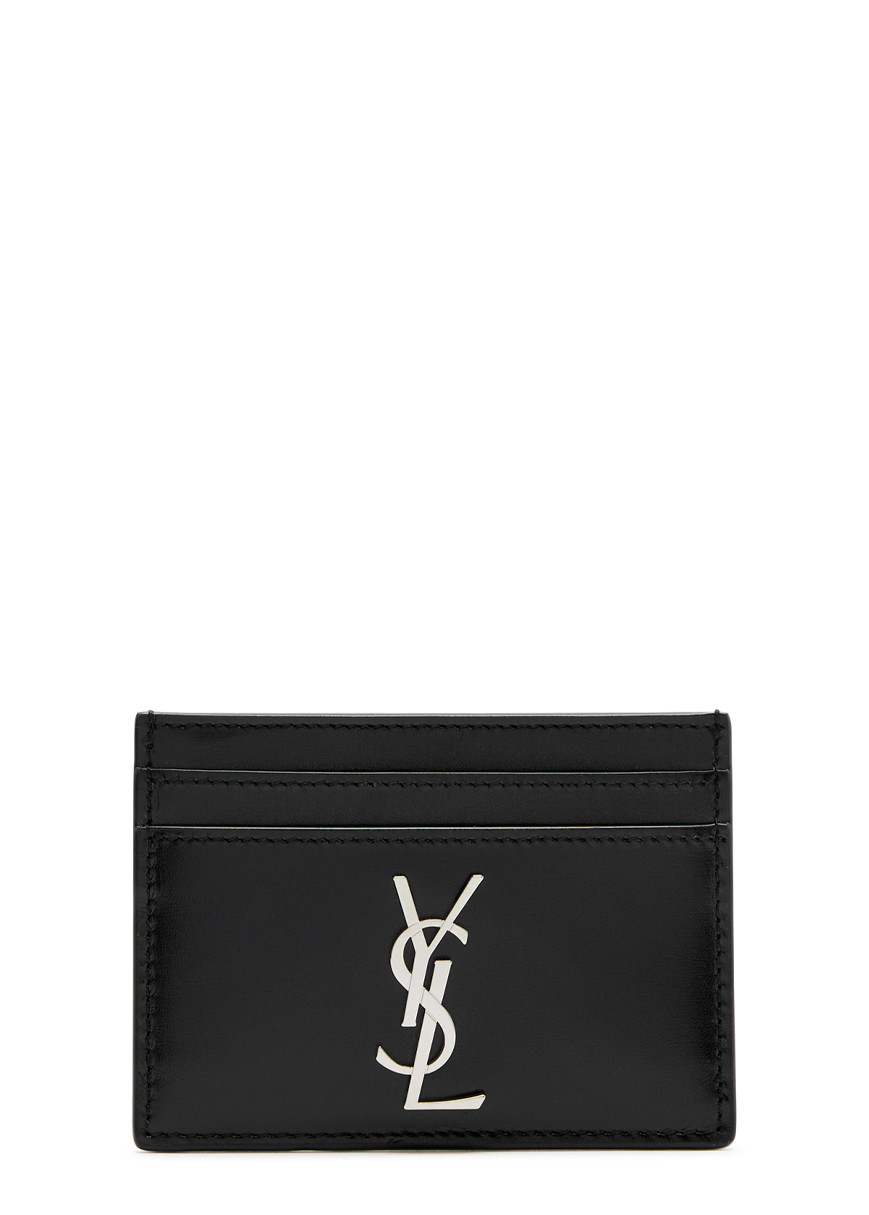 Saint Laurent Cassandre Smooth Leather Cardholder In Black