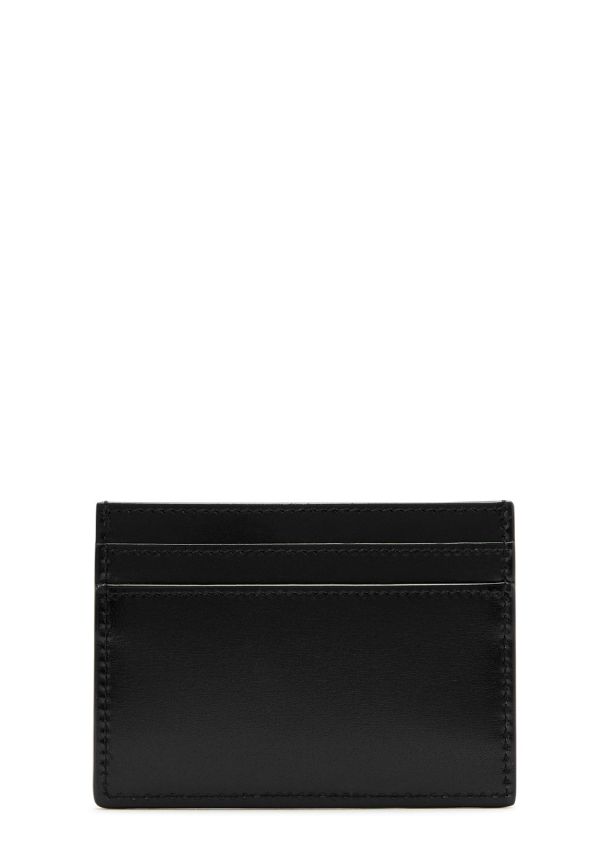  Saint Laurent Logo Leather Card Holder - Black - One Size 