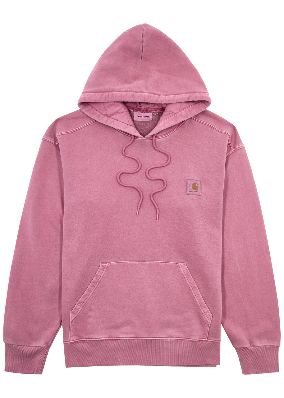 Shop Carhartt Wip Nelson Logo Hooded Cotton Sweatshirt In Pink