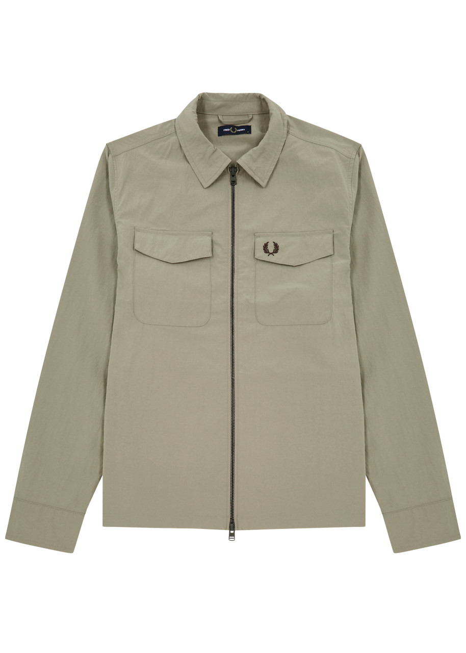 Logo-embroidered Crinkled Nylon Overshirt