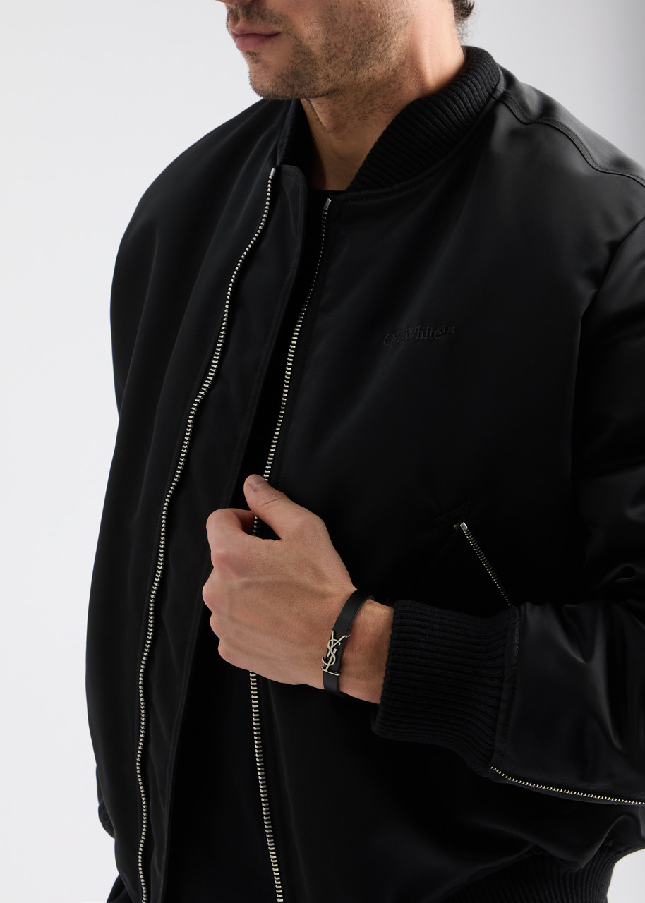 Saint Laurent Logo Leather Bracelet In Black