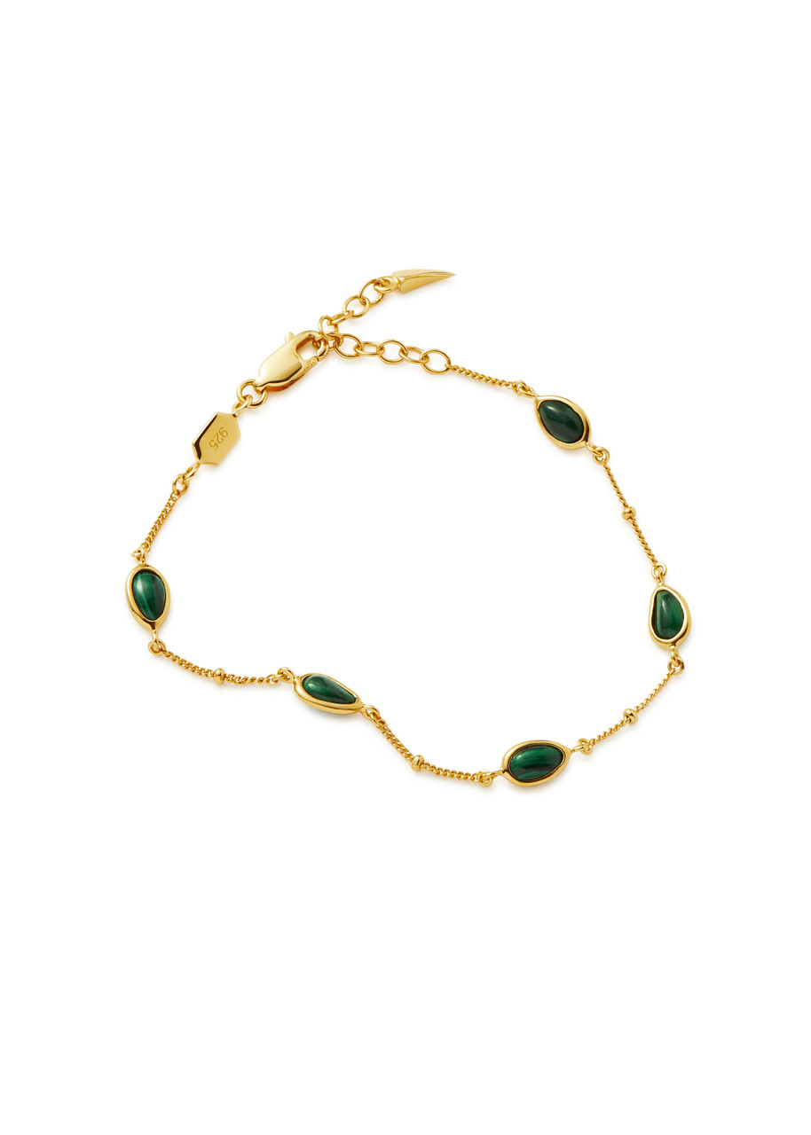 Shop Missoma Magma Gemstone 18kt Gold Vermeil Bracelet In Green