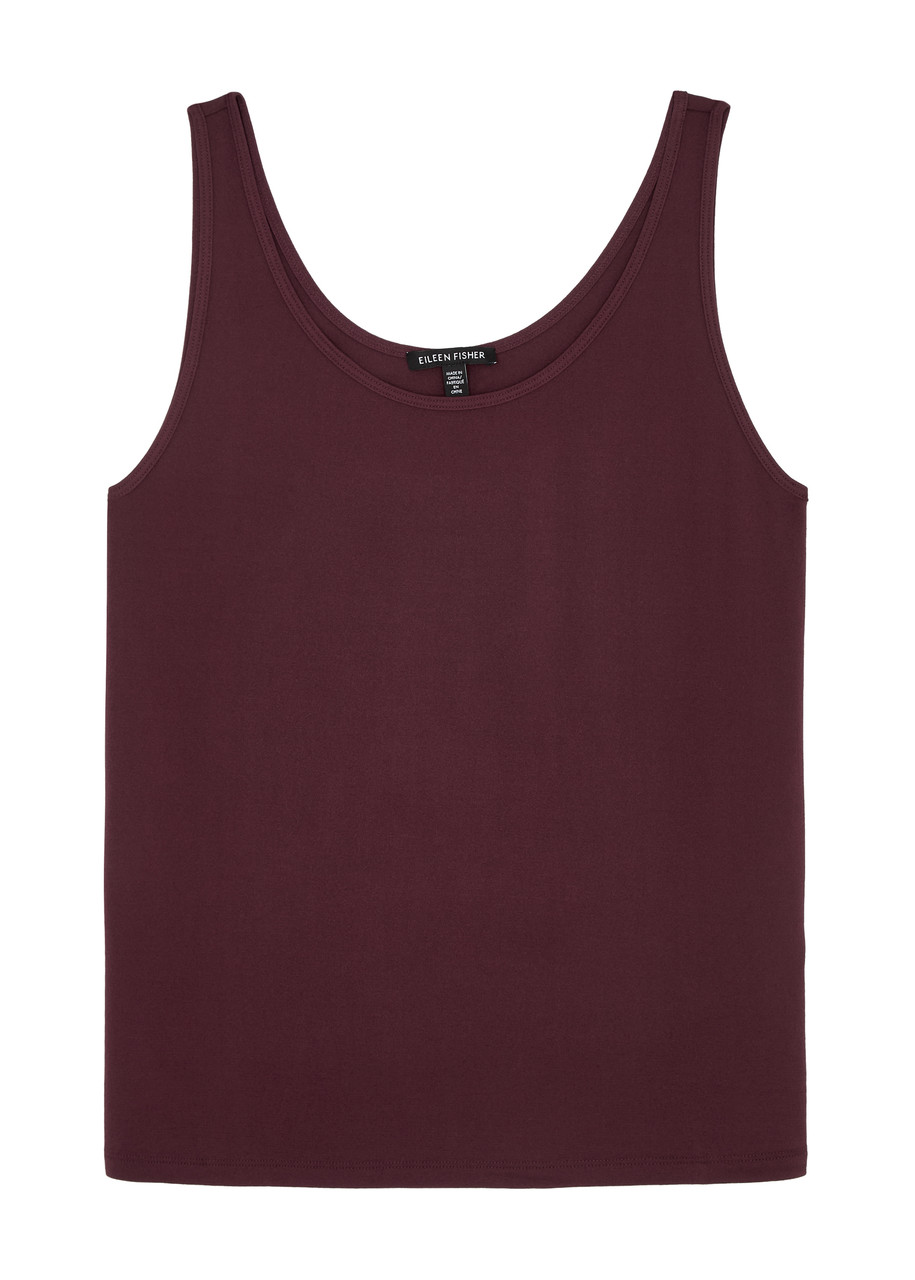 Shop Eileen Fisher Silk-jersey Tank In Burgundy