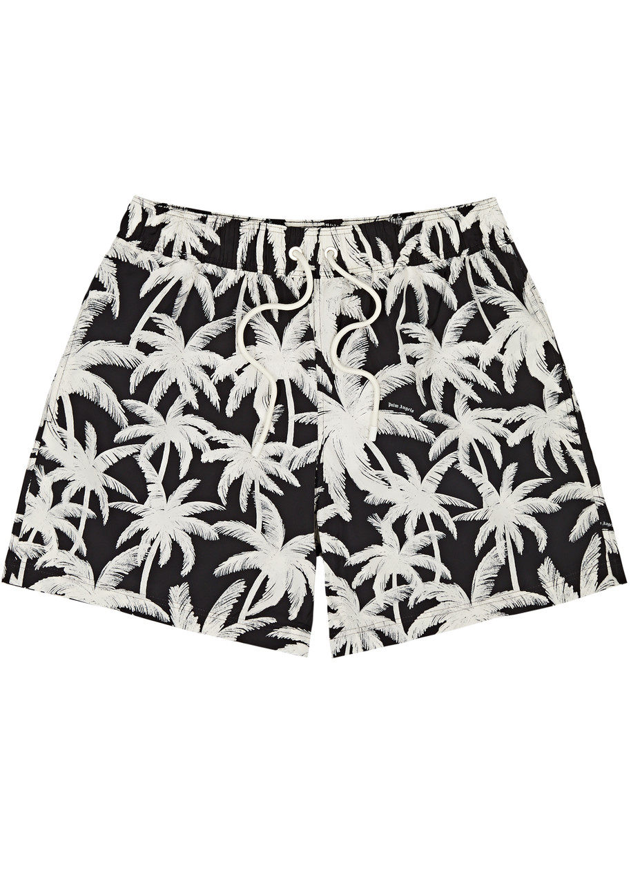 Shop Palm Angels Printed Shell Swim Shorts In Black