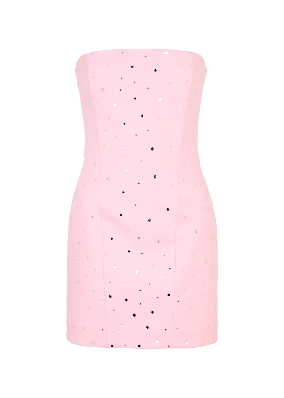 Shop Giuseppe Di Morabito Crystal-embellished Twill Mini Dress In Light Pink