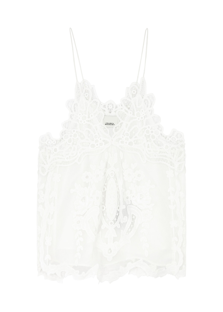 Shop Isabel Marant Victoria Lace-trimmed Tank In White