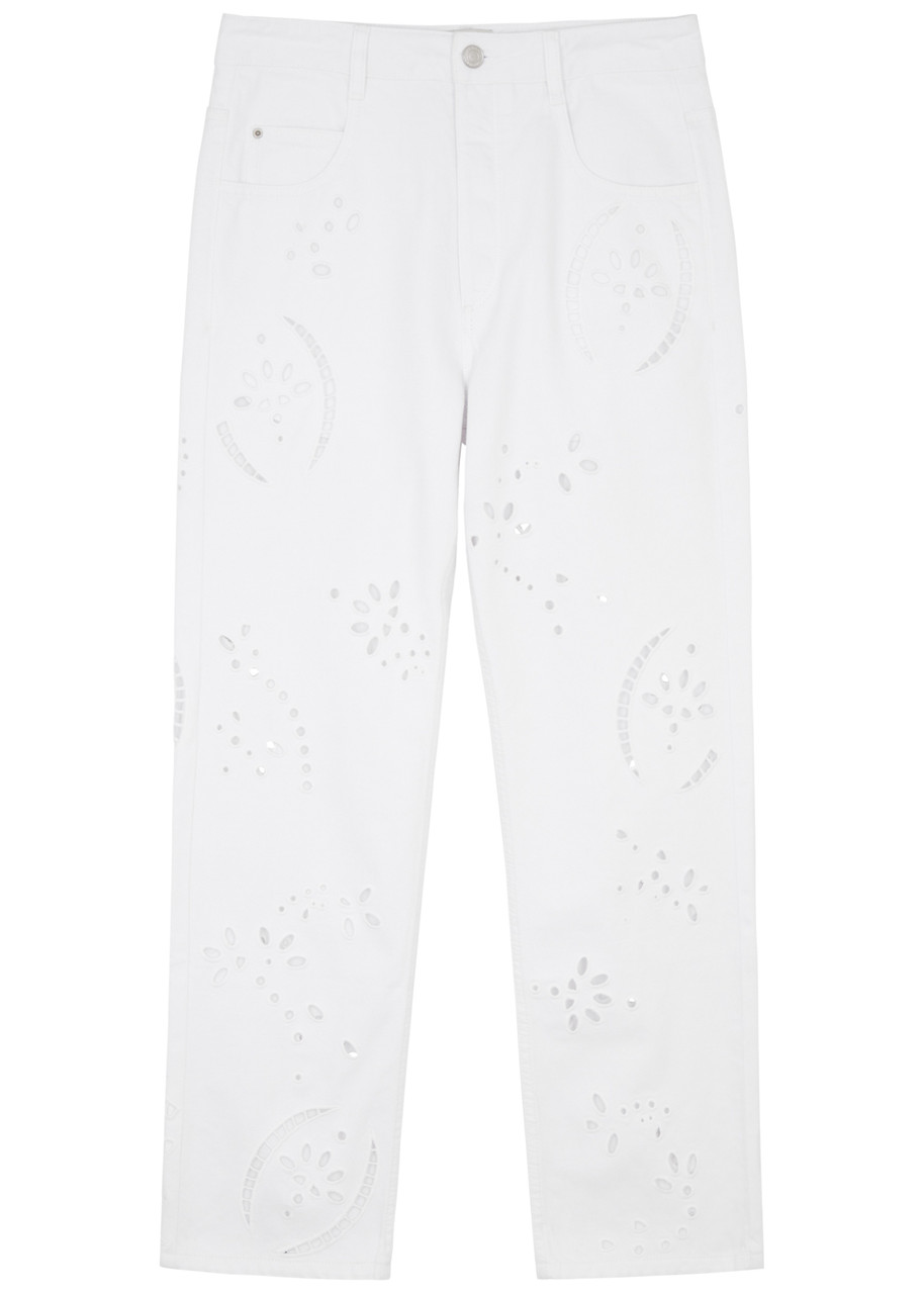 Irina Eyelet-embroidered Straight-leg Jeans