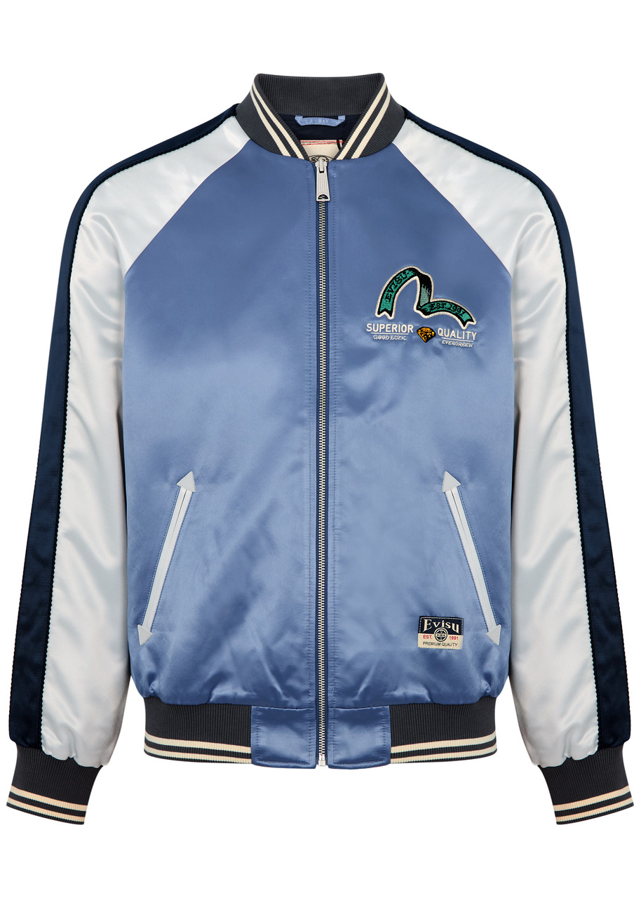 Evisu Souvenir Satin Varsity Jacket - Dark Blue - XL