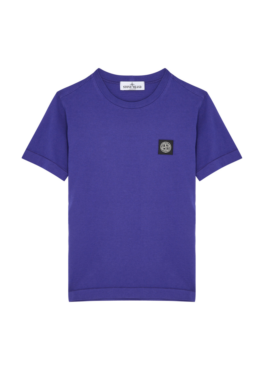 Stone Island Kids Logo Cotton T-shirt (6-8 Years) In Blue