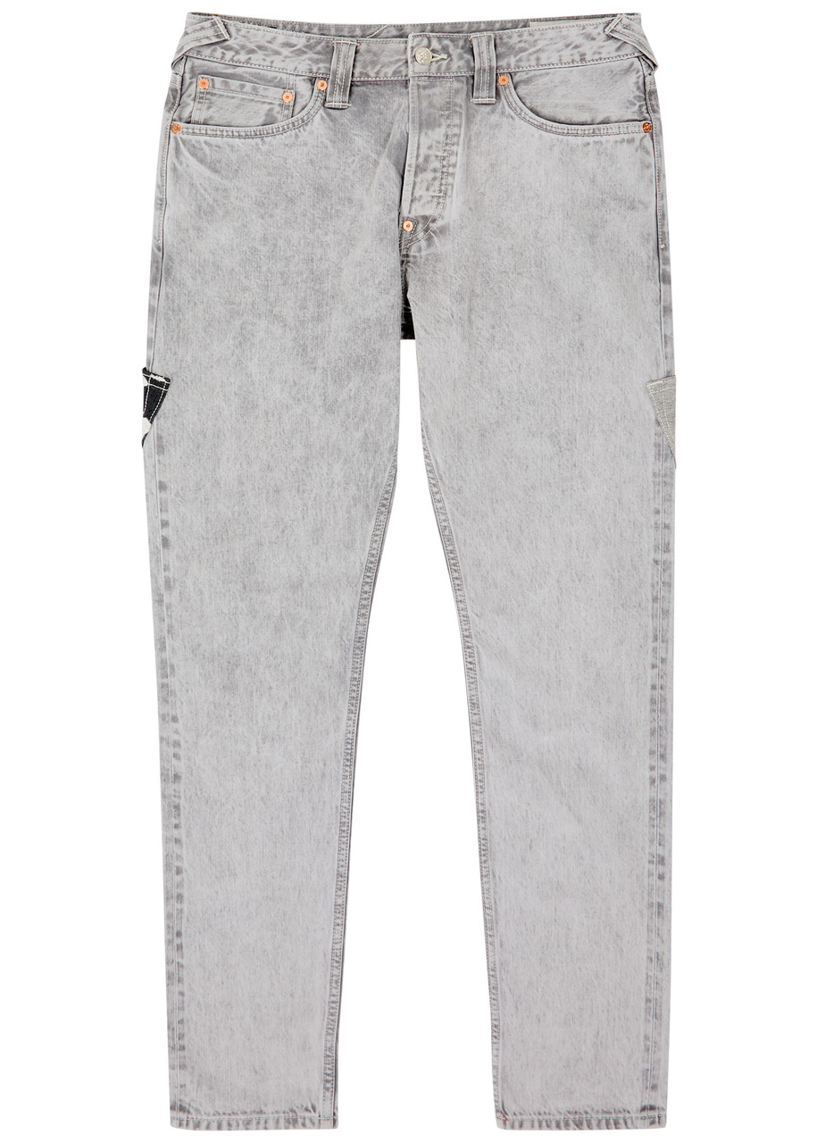 Evisu Logo-embroidered Slim-leg Jeans – Grey – 34 (W34 / L) Evisu Logo-embroidered Slim-leg Jeans – Grey – 34 (W34 / L)