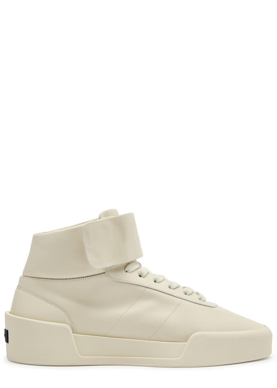 Shop Fear Of God Aerobic High Leather High-top Sneakers In Cream