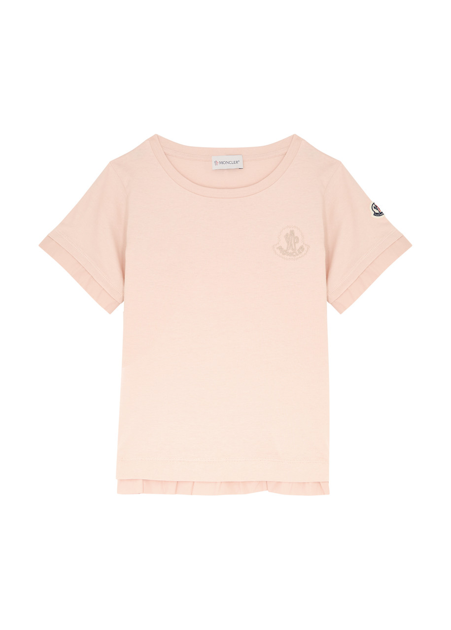 Moncler Kids Logo-embroidered Cotton T-shirt (8-10 Years) In Pink