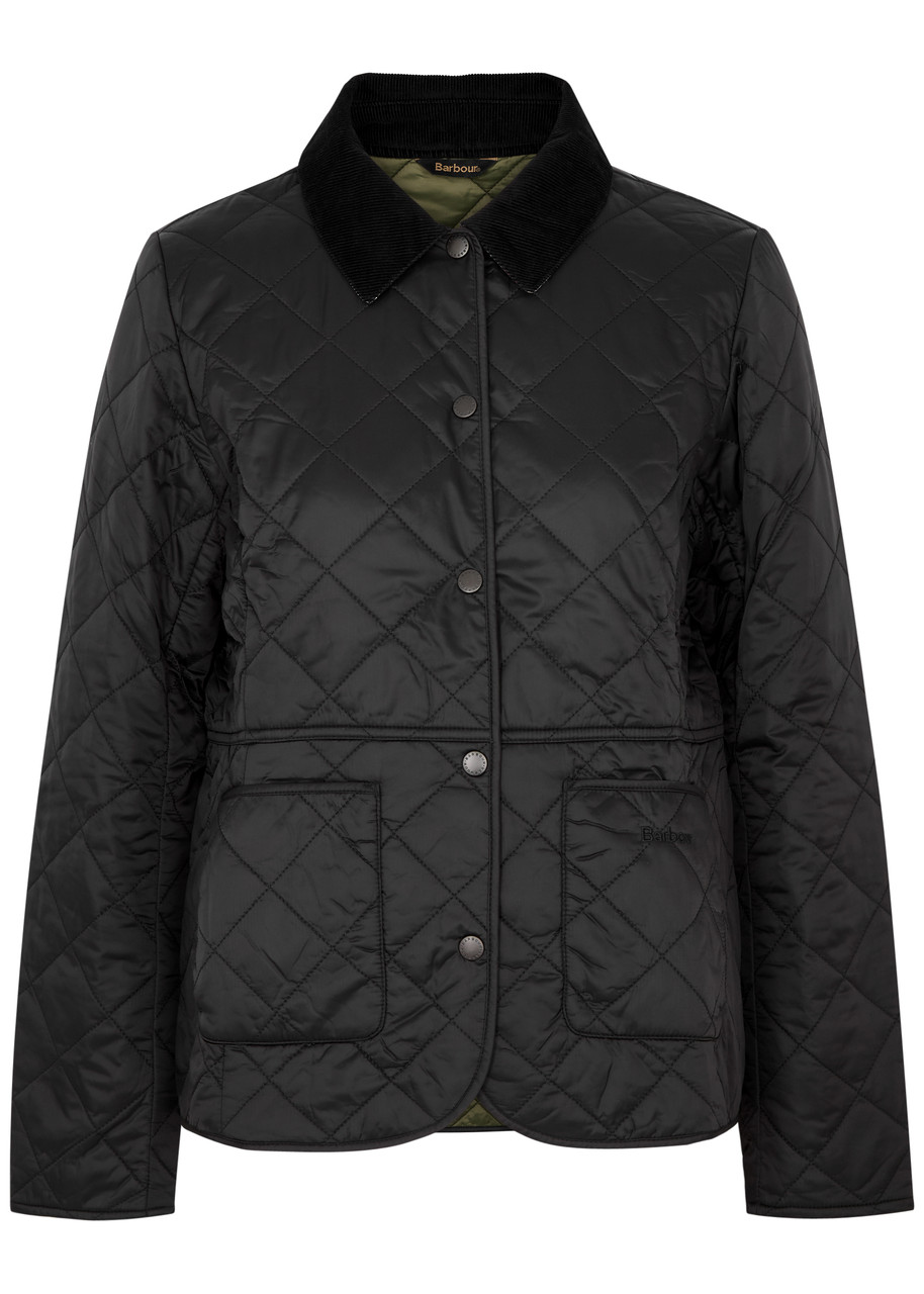 Barbour Quilted Jacket With Diamond Pattern In Black