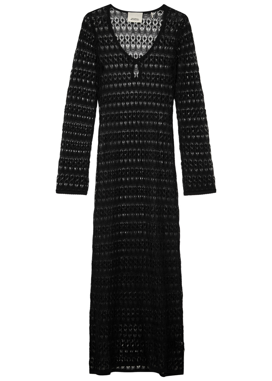 Isabel Marant Poros Crochet Maxi Dress In Black