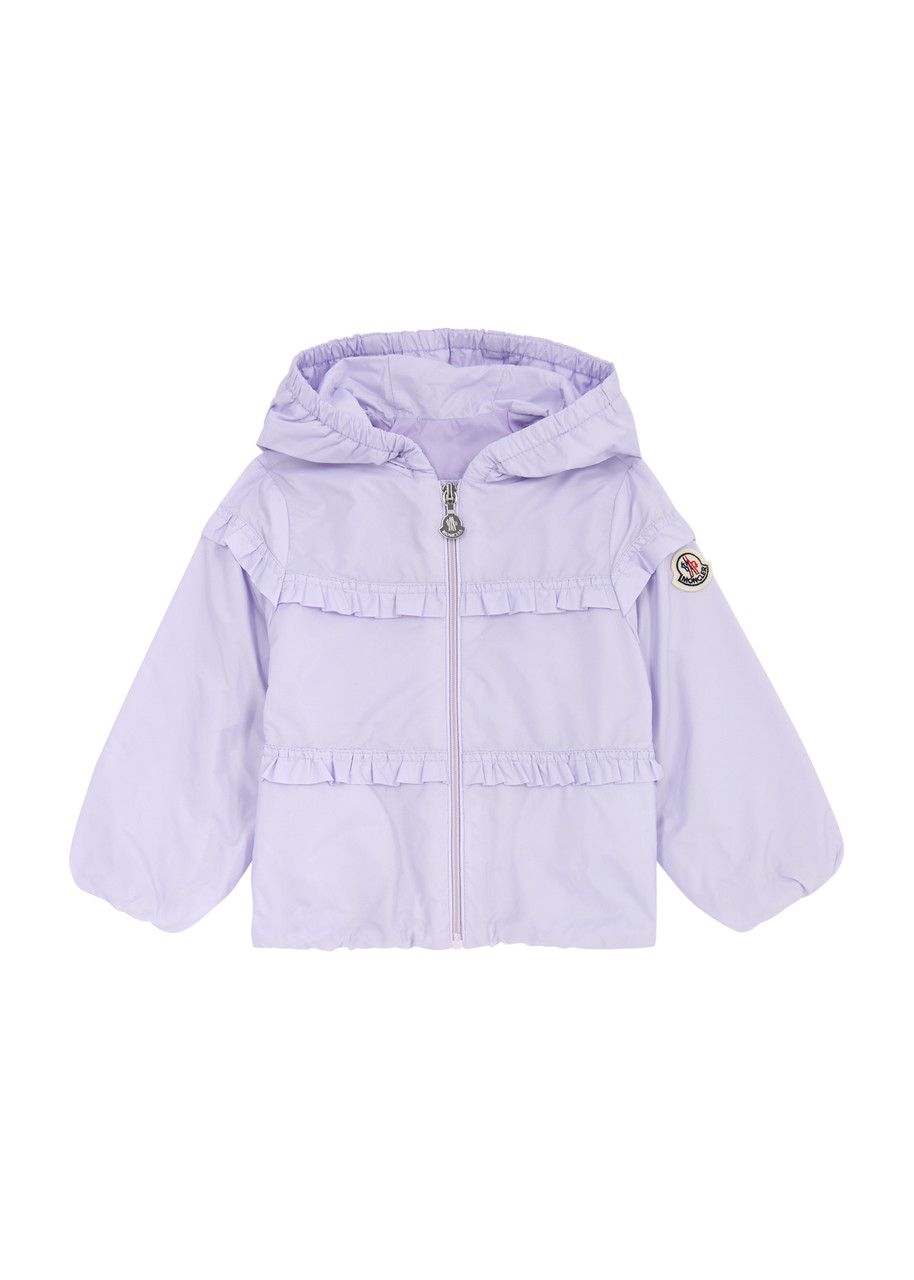 Shop Moncler Kids Hiti Ruffled Shell Jacket (12 Months-3 Years) In Purple