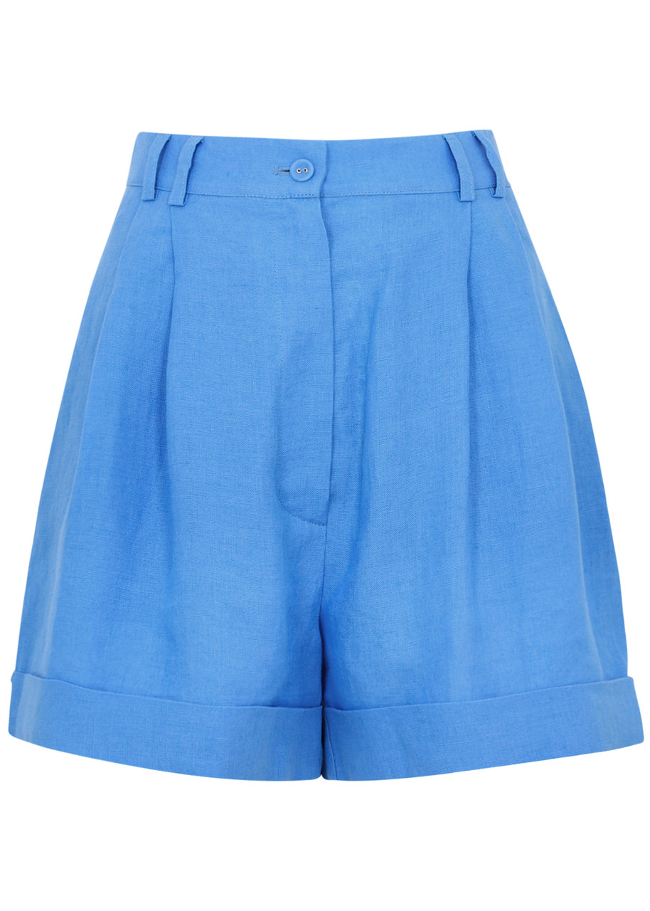 Casa Raki Clementina Linen Shorts In Blue