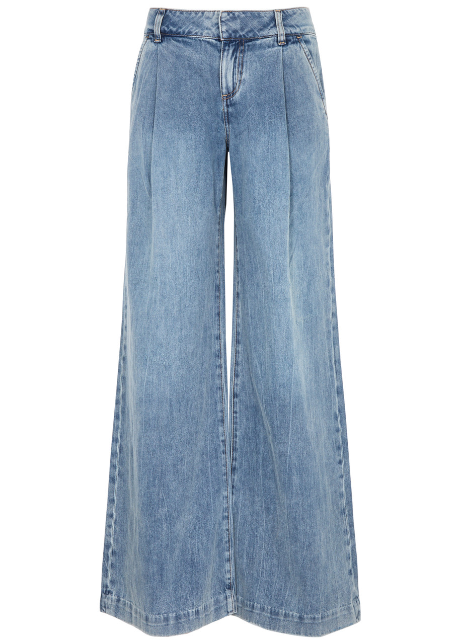 Shop Alice And Olivia Eric Flared-leg Jeans In Blue