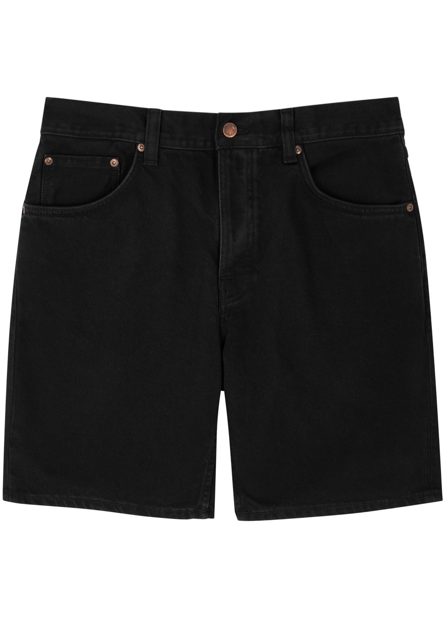 Shop Nudie Jeans Seth Denim Shorts In Black