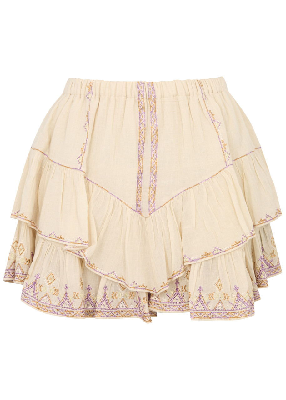 Shop Isabel Marant Étoile Jocadia Embroidered Cotton Shorts In Yellow