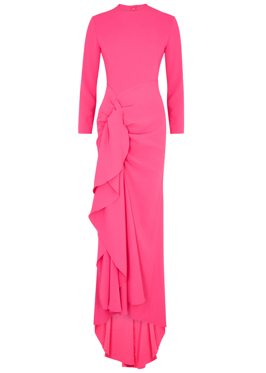 Shop Solace London Nia Ruffled Maxi Dress In Bright Pink