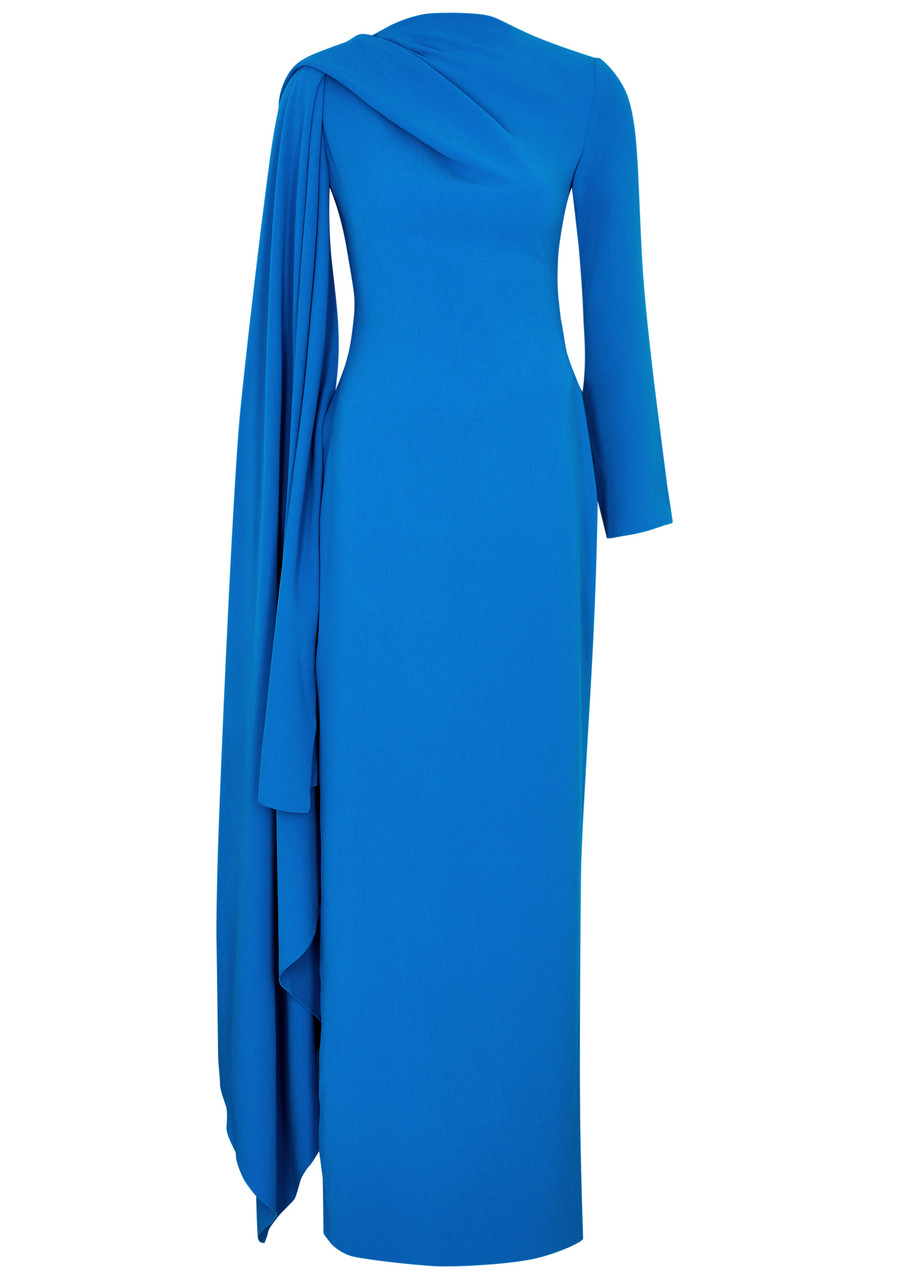 Solace London Lydia Cape-effect Maxi Dress - Blue