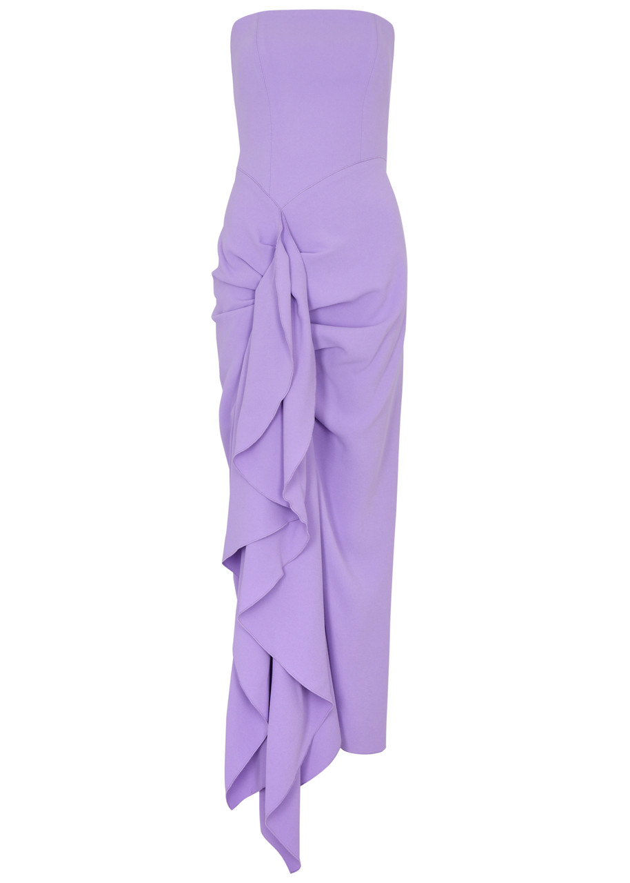 Solace London Thalia Strapless Ruffled Maxi Dress - Lilac - 8 (UK8 / S)