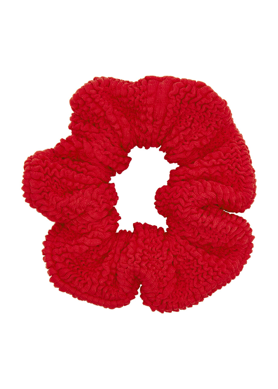 Hunza G - Seersucker Scrunchie, Red, Elasticated, Hand Wash, Red Hunza G - One Size