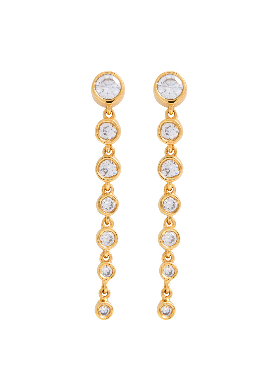 Shop Daphine Gloria 18kt Gold-plated Drop Earrings In Crystal