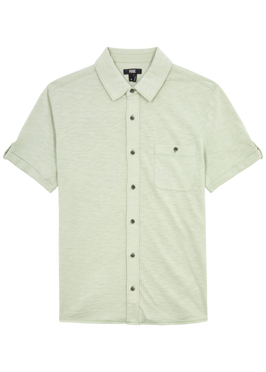 Shop Paige Brayden Cotton Shirt In Green