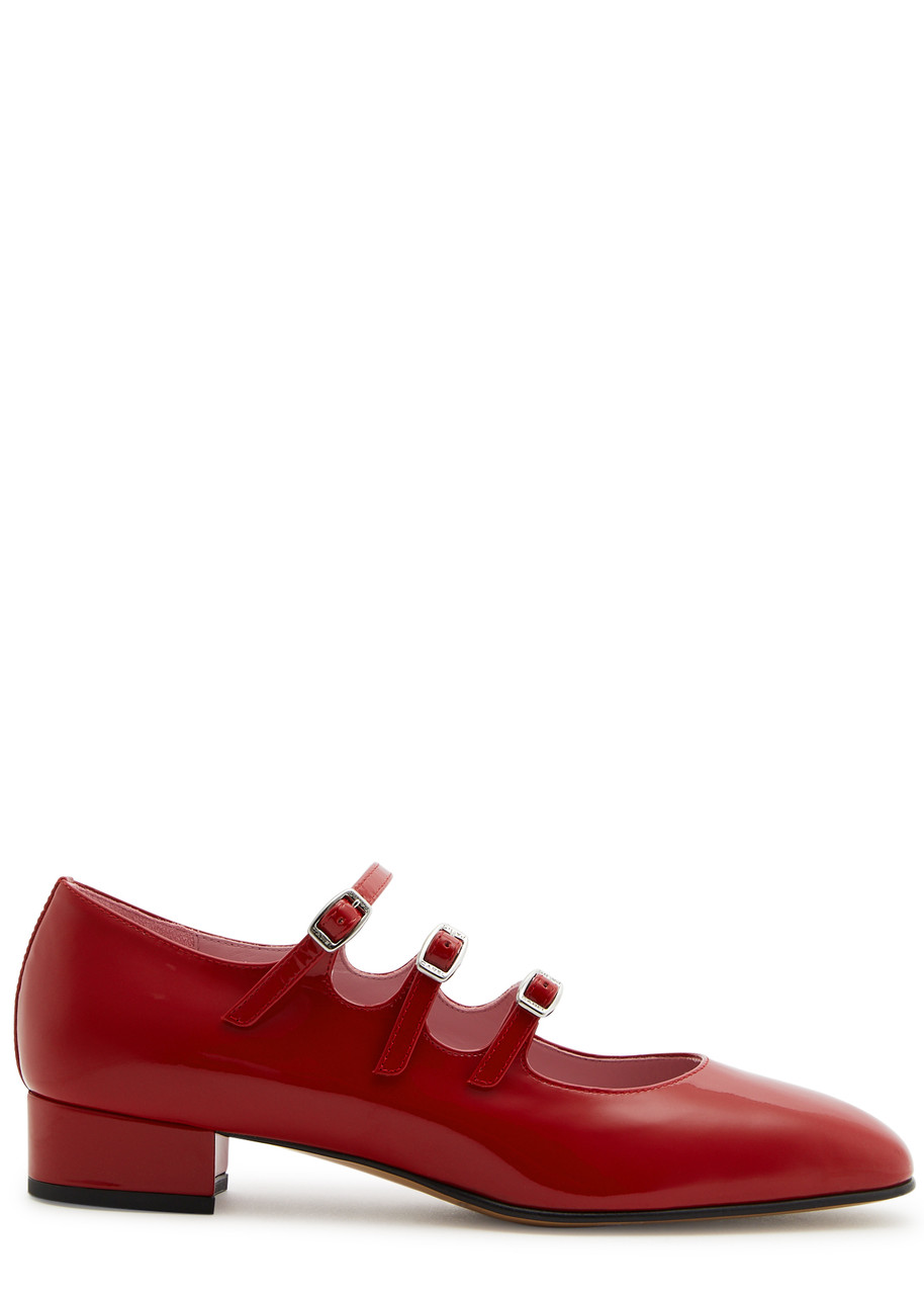 Carel Womens Red Arianna Triple-strap Patent-leather Pumps In Red