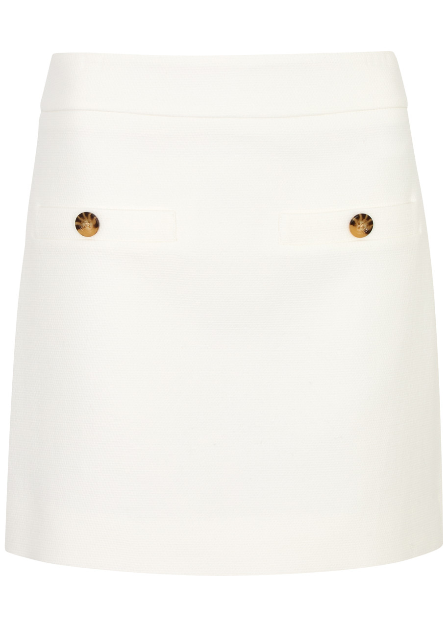 Veronica Beard Emar Stretch-cotton Mini Skirt In White