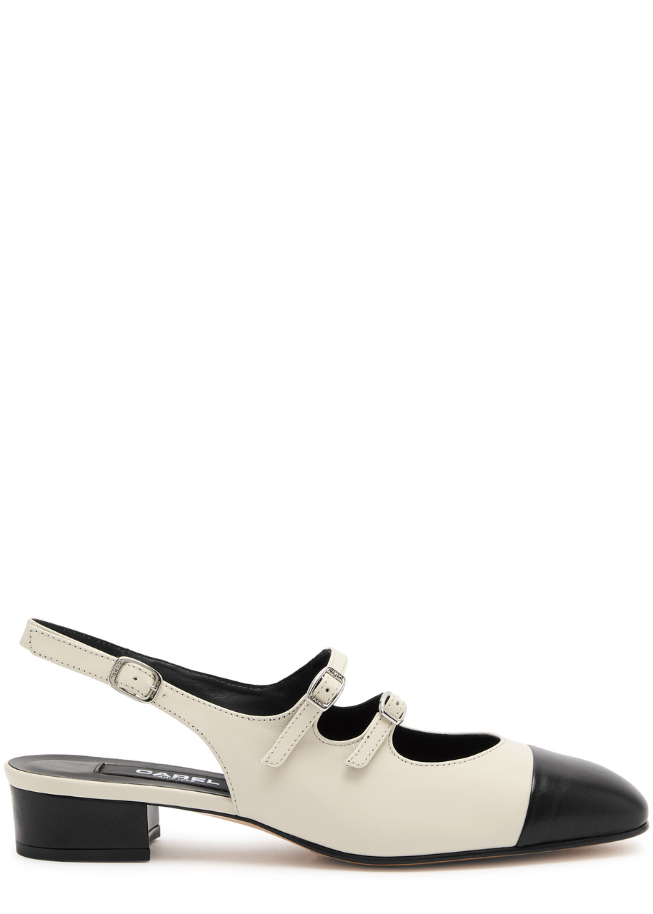 Shop Carel Abricot 20 Leather Slingback Mary Jane Pumps In White And Black
