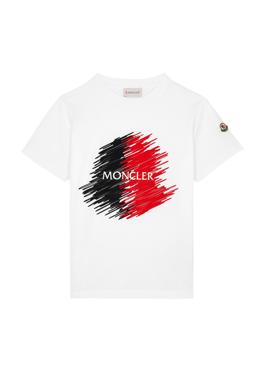 Shop Moncler Kids Logo-print Cotton T-shirt (4-6 Years) In White