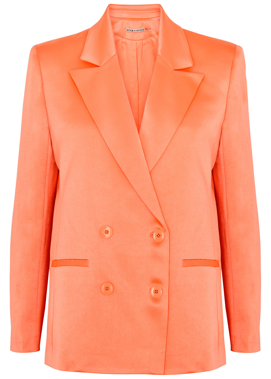 Alice + Olivia Santos Double-breasted Satin Blazer - Coral - 10 (UK14 / L)
