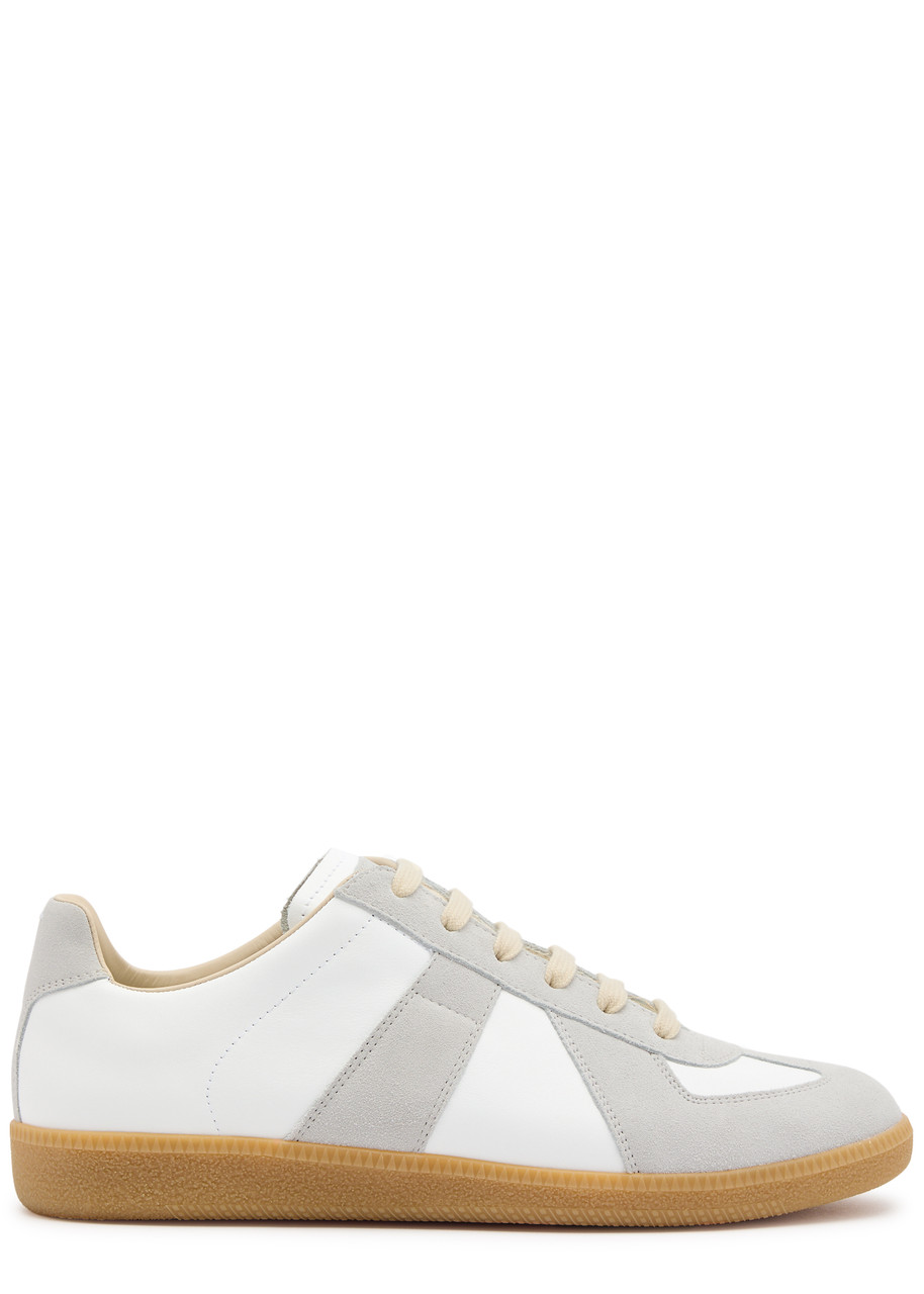 Shop Maison Margiela Replica Panelled Leather Sneakers In White