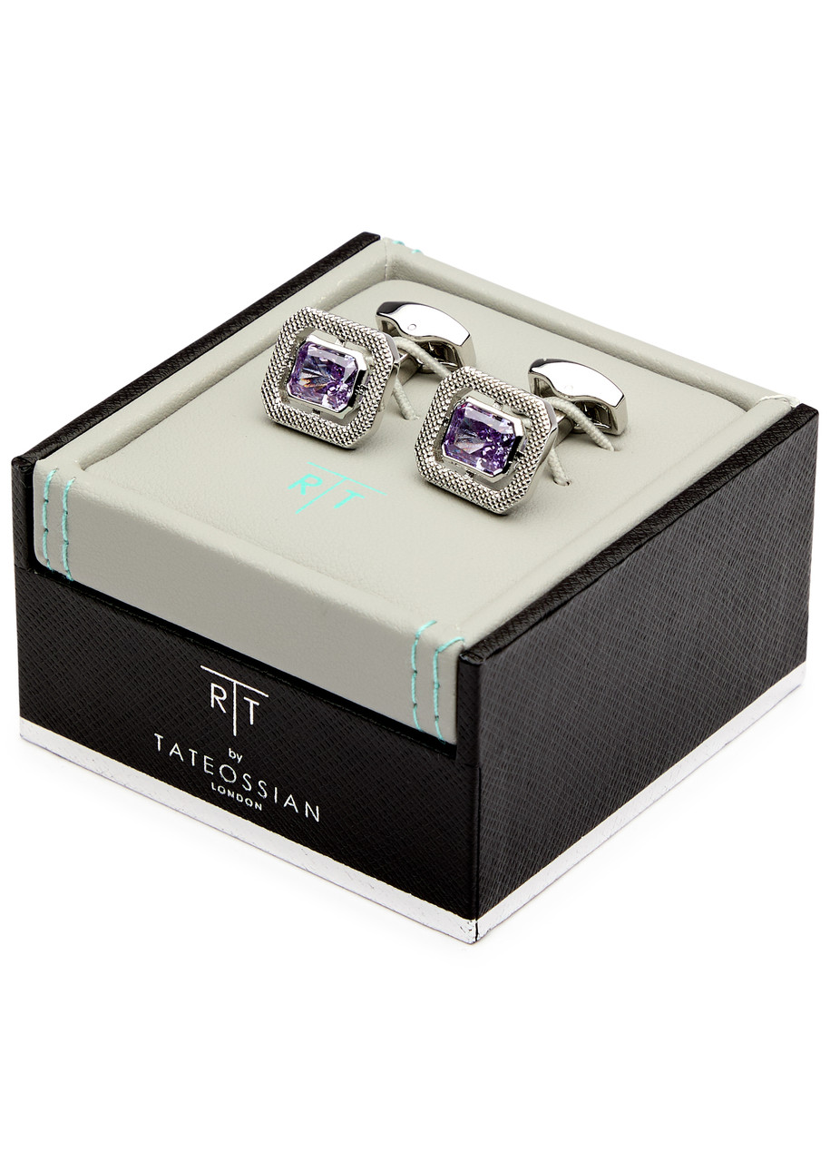 TATEOSSIAN TATEOSSIAN CRYSTAL-EMBELLISHED PALLADIUM-PLATED CUFFLINKS
