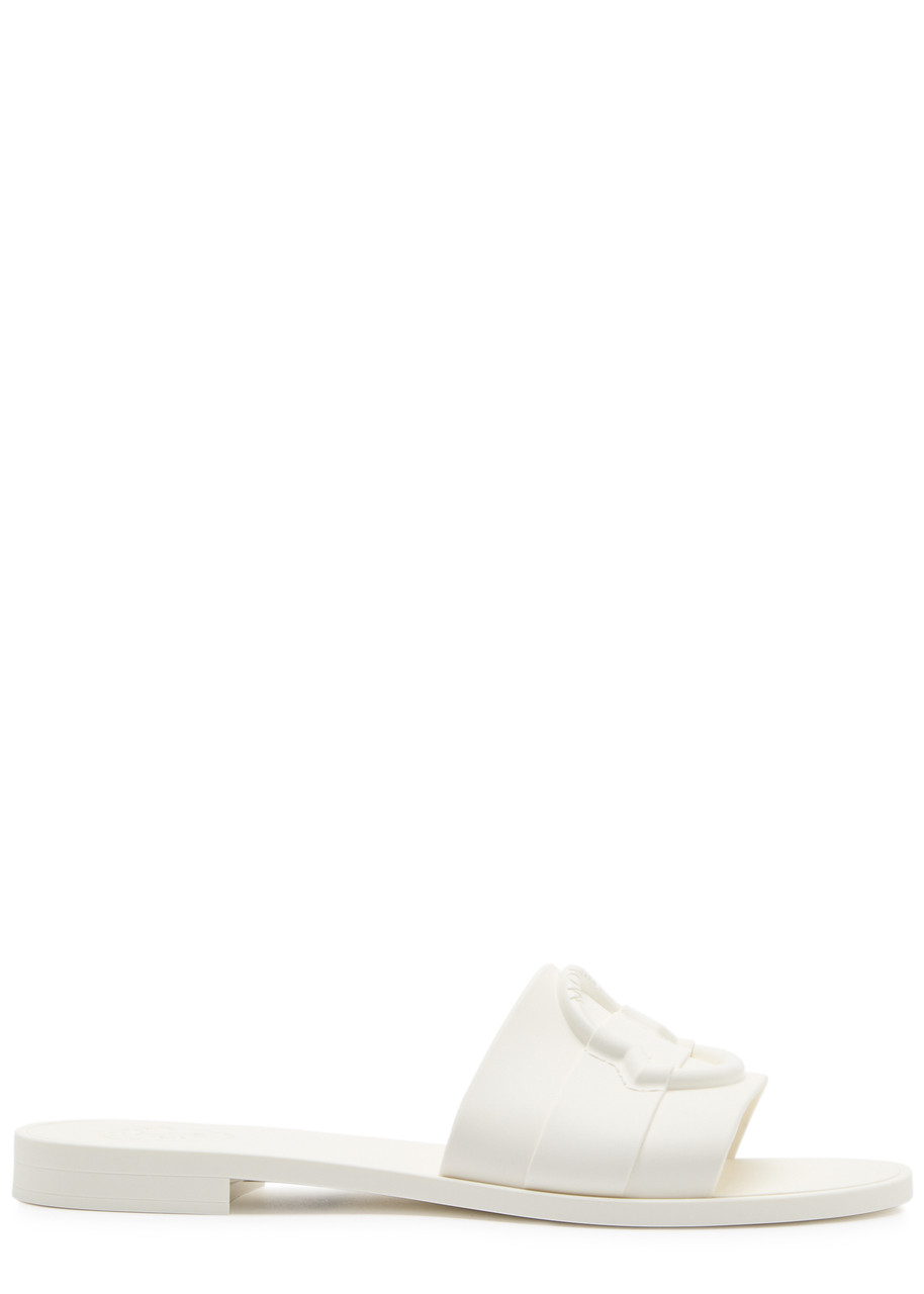 Moncler Logo Rubber Sliders - White