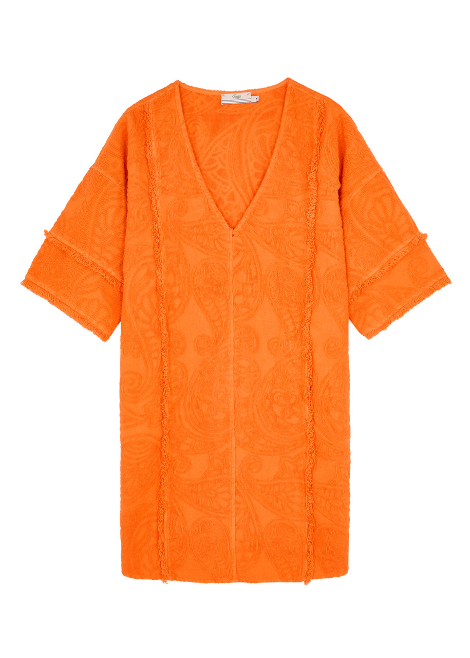Shop Devotion Domna Patterned-jacquard Terry Mini Dress In Orange