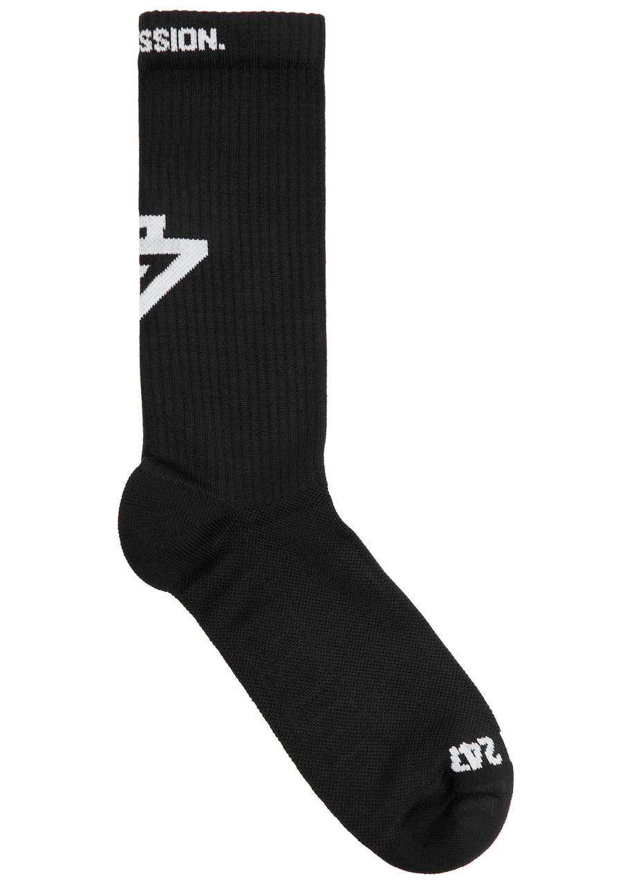 Represent 247 Logo-intarsia Stretch-cotton Socks - Black - XS