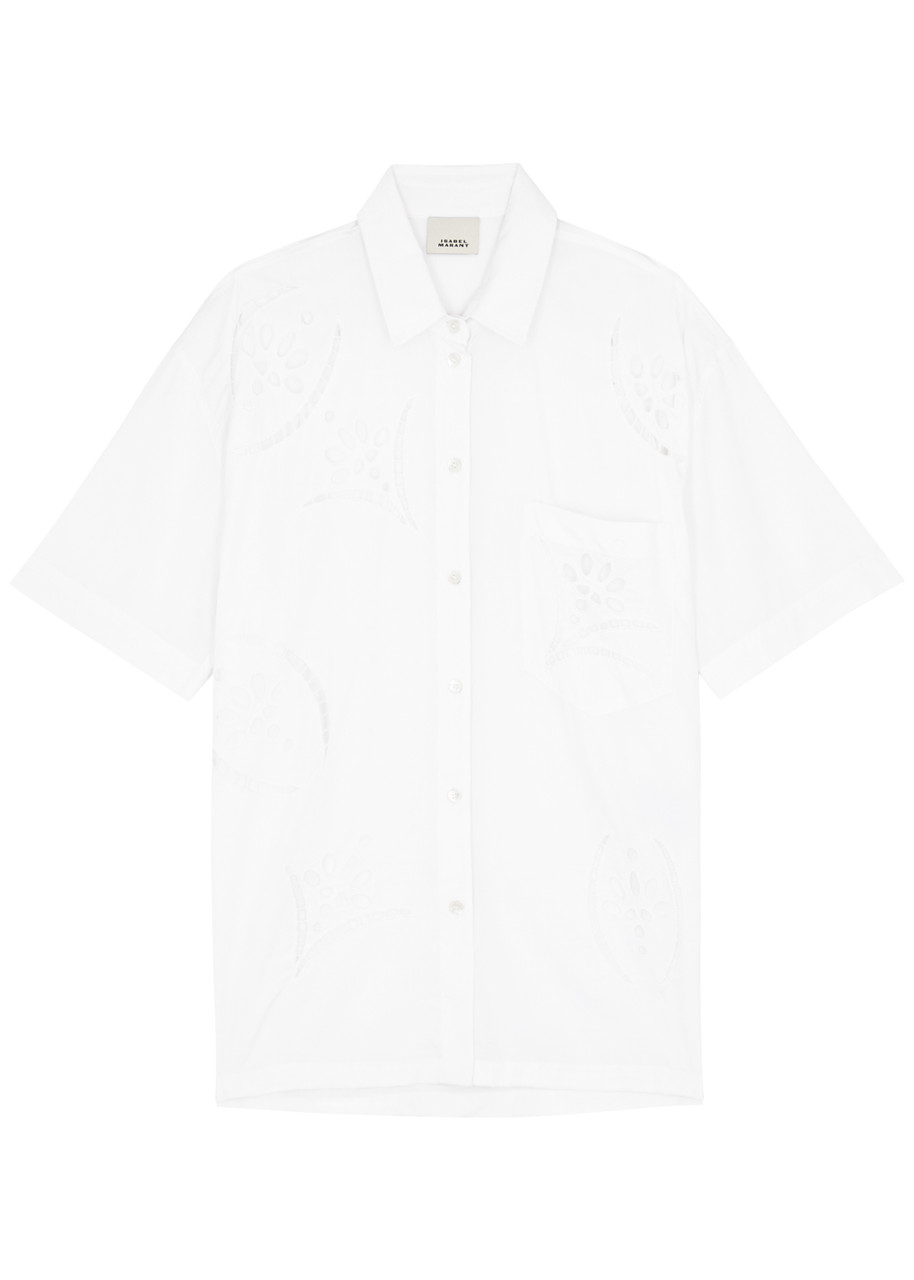 Shop Isabel Marant Bilya Eyelet-embroidered Shirt In White
