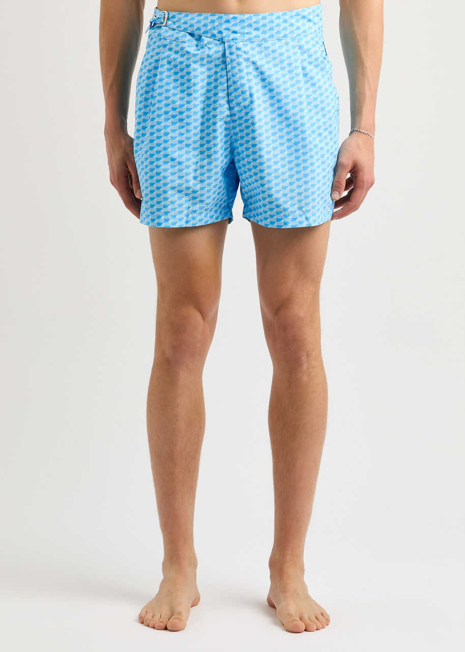 Gusari The London Printed Shell Swim Shorts In Blue
