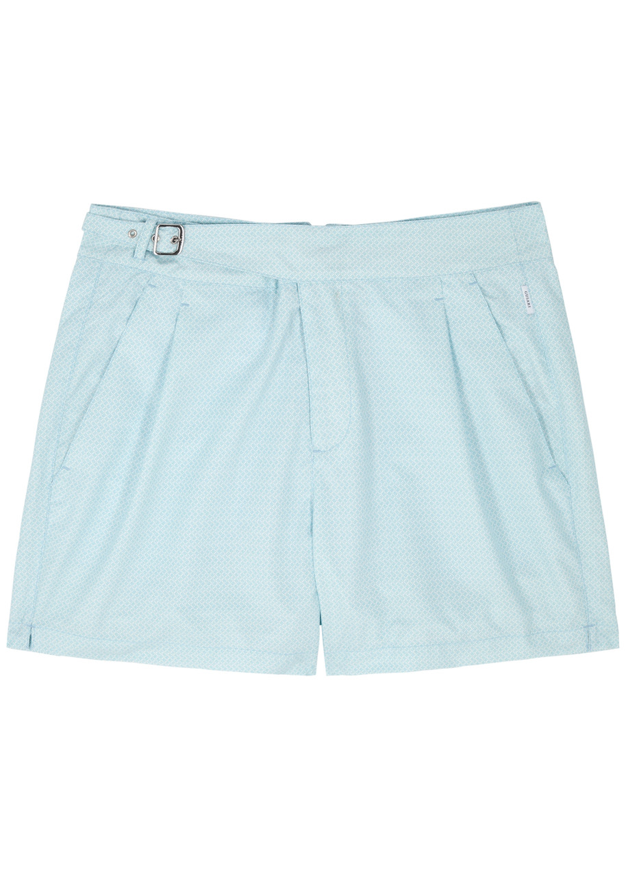 Shop Gusari The London Printed Shell Swim Shorts In Aqua