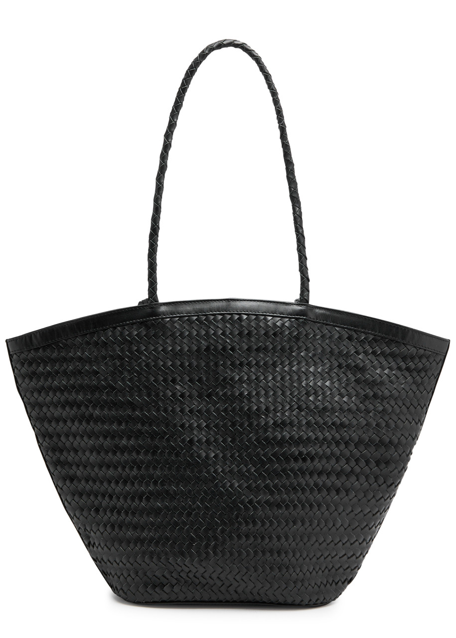 Shop Bembien Marcia Woven Leather Tote In Black