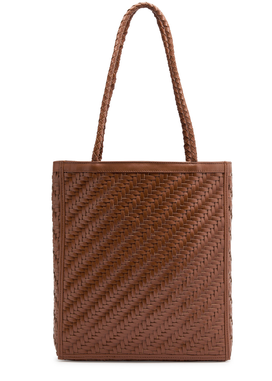 Shop Bembien Le Tote Woven Leather Tote In Brown