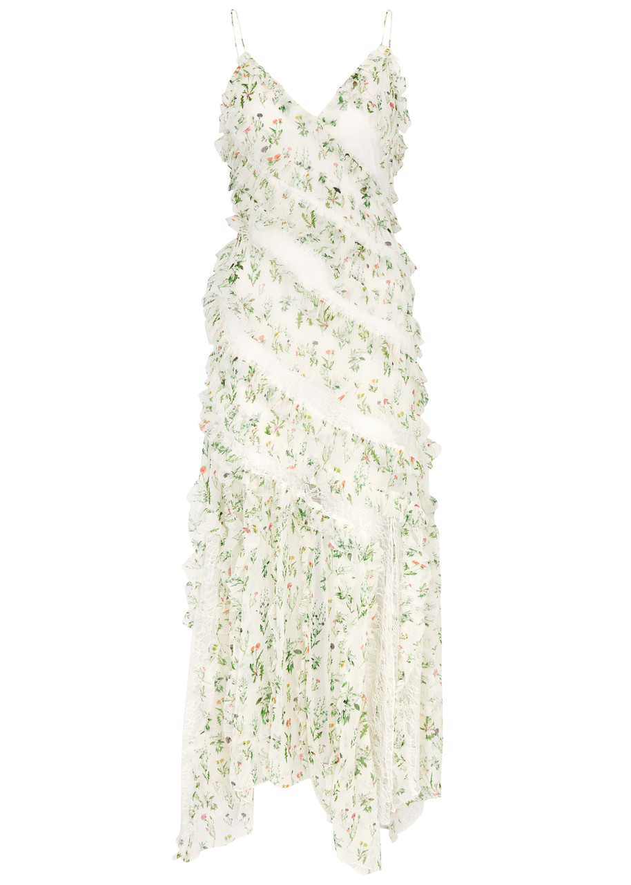 Shop Alice And Olivia Sondra Floral-print Chiffon Maxi Dress In Multicoloured