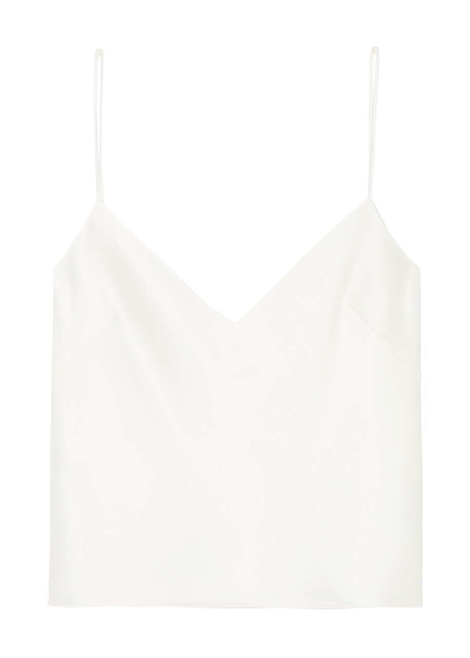 Shop Galvan Ischi Bridal Satin Camisole Top In Off White