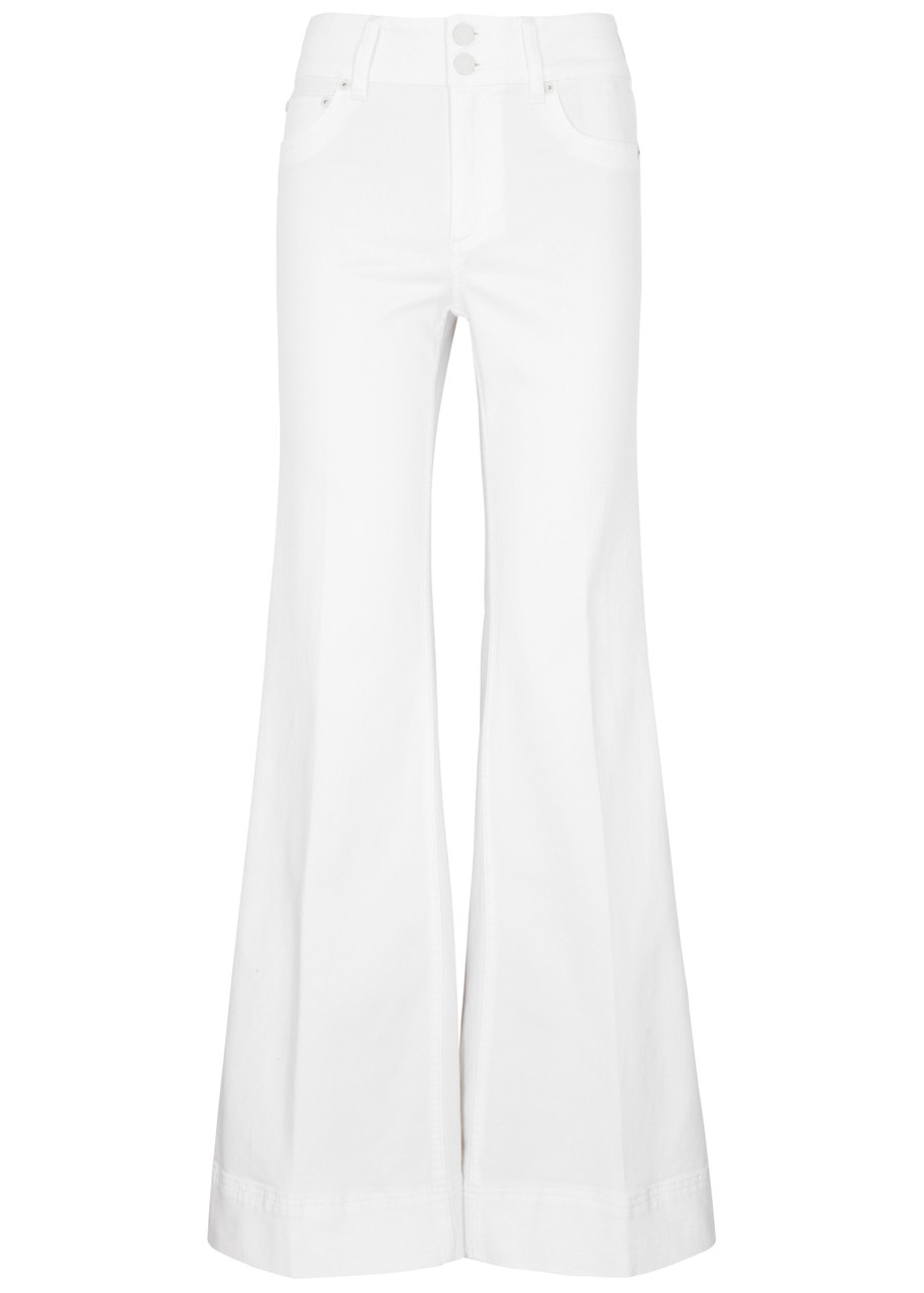 Shop Alice And Olivia Alice + Olivia Missa Wide-leg Jeans In Off White
