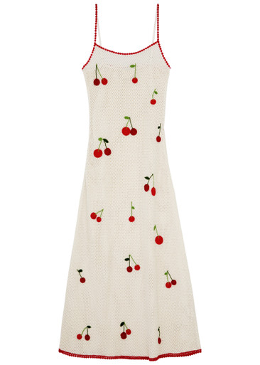 LESLIE AMON Treasure Cherry crochet maxi dress | Harvey Nichols