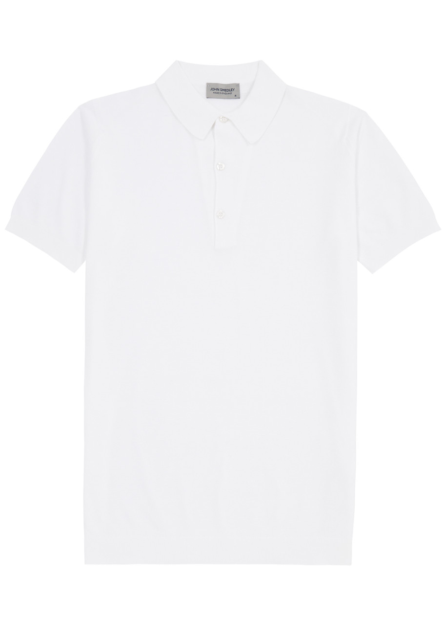 John Smedley Roth Piqué Cotton Polo Shirt In White