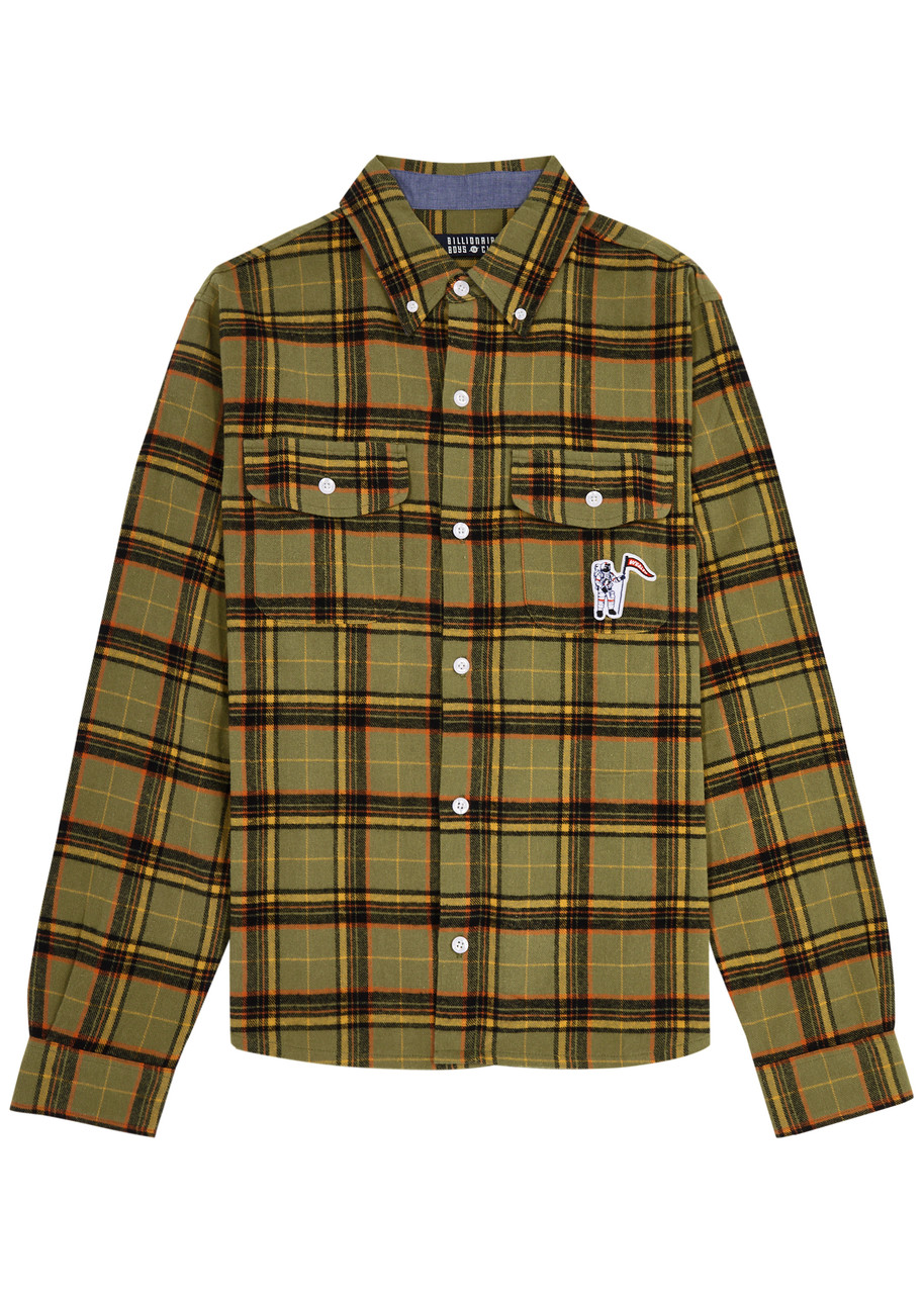 Billionaire Boys Club Logo Checked Flannel Shirt In Green